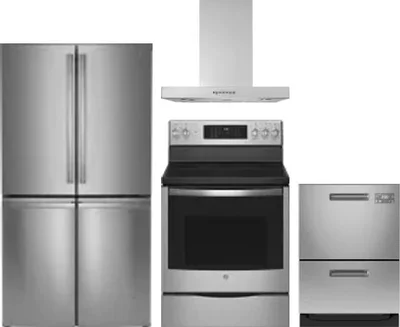 4 Piece Package Includes Refrigerator, Range, Hood And Dishwasher